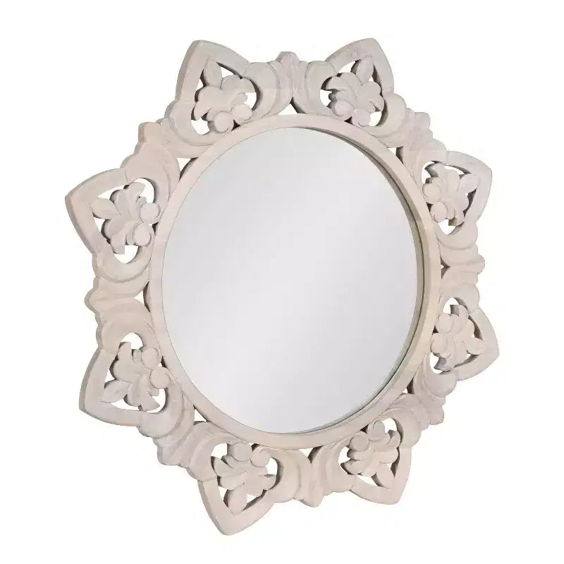 Kate & Laurel All Things Decor 28"x28" Meera Carved Wood Mirror Brown: Artisan Starburst No Assembly