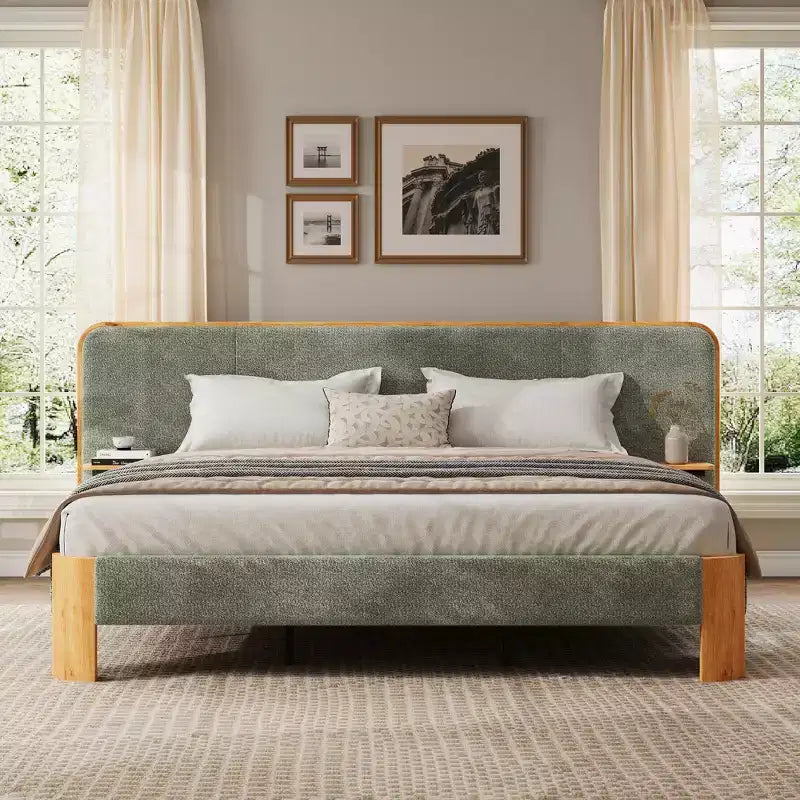 Cadre de lit en caoutchouc avec matelas moelleux en laine