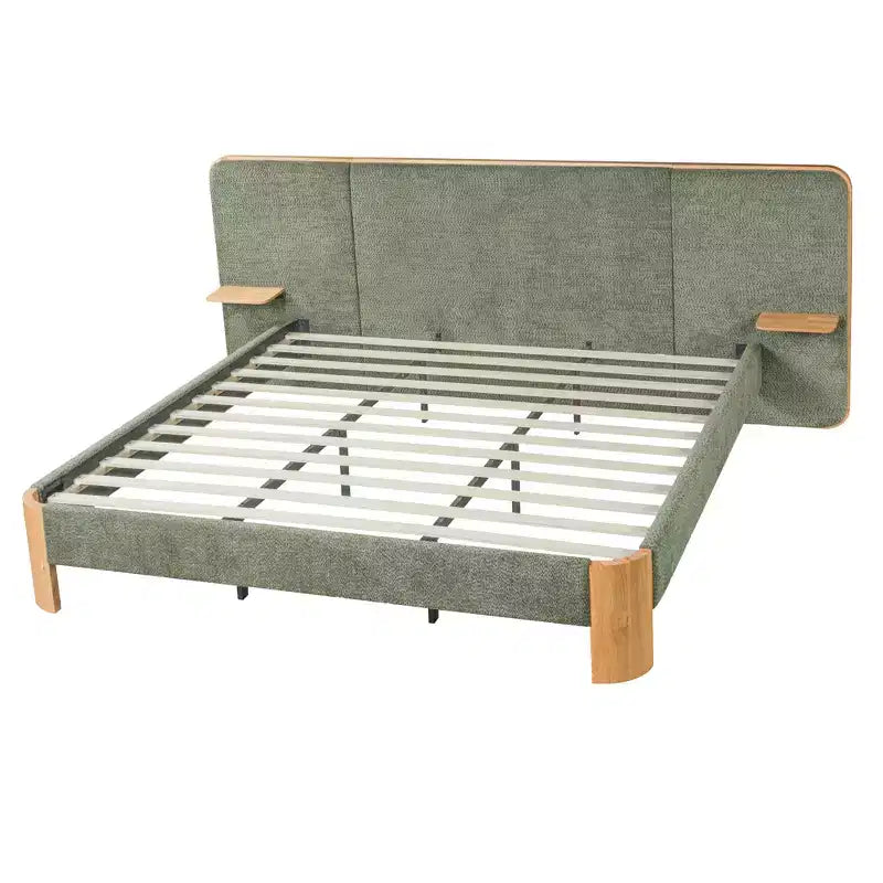 Cadre de lit en caoutchouc avec matelas moelleux en laine