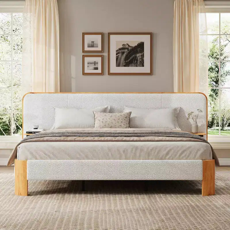 Cadre de lit en caoutchouc avec matelas moelleux en laine