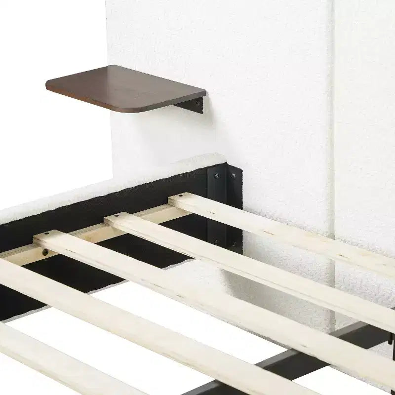 Cadre de lit en caoutchouc avec matelas moelleux en laine