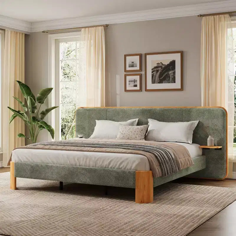 Cadre de lit en caoutchouc avec matelas moelleux en laine