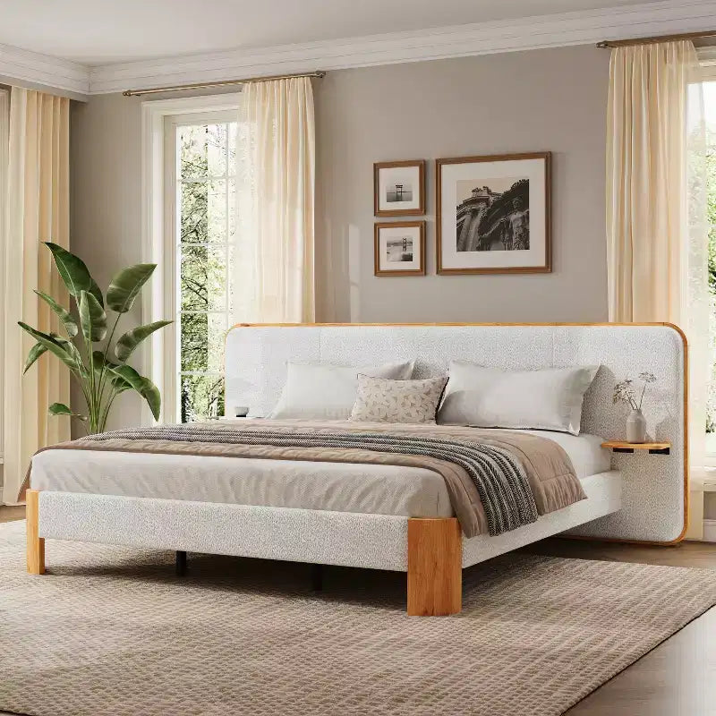 Cadre de lit en caoutchouc avec matelas moelleux en laine