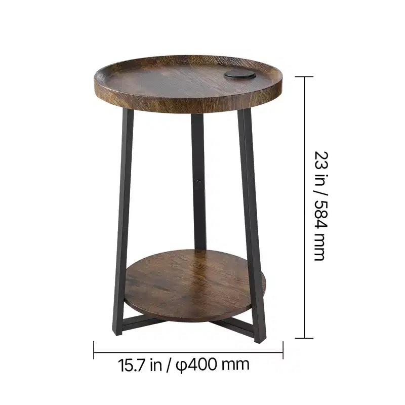 Table d'appoint ronde à double plateau