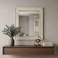 Miroir décoratif à cadre en bois massif blanc
