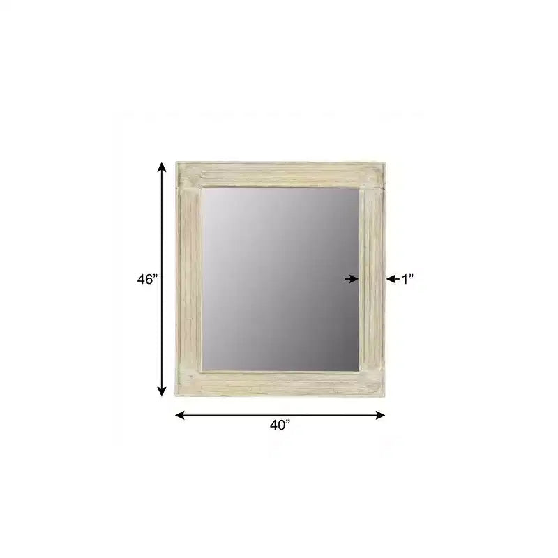 Miroir décoratif à cadre en bois massif blanc