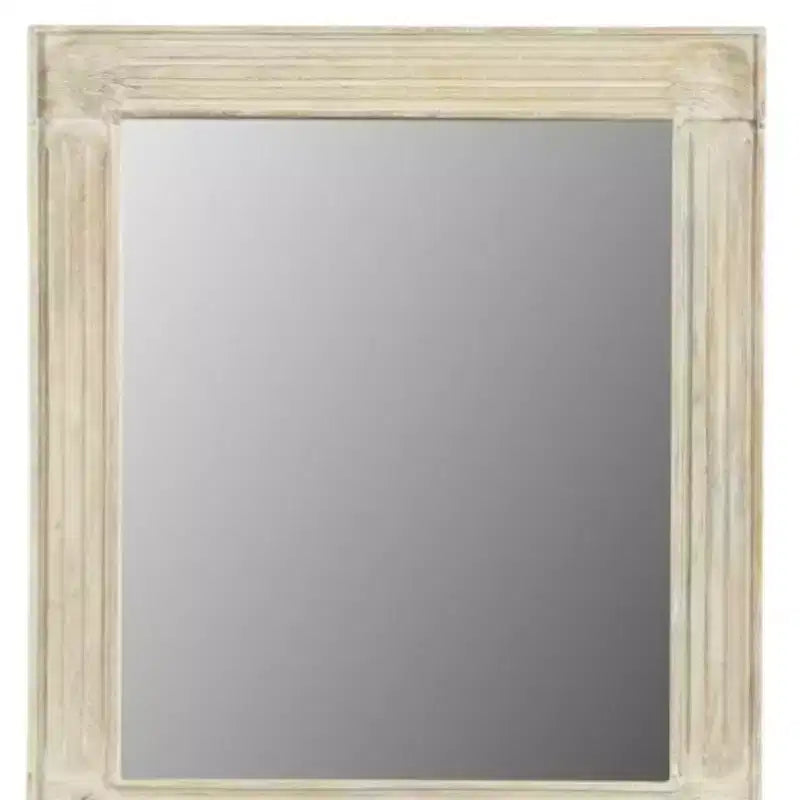 Miroir décoratif à cadre en bois massif blanc