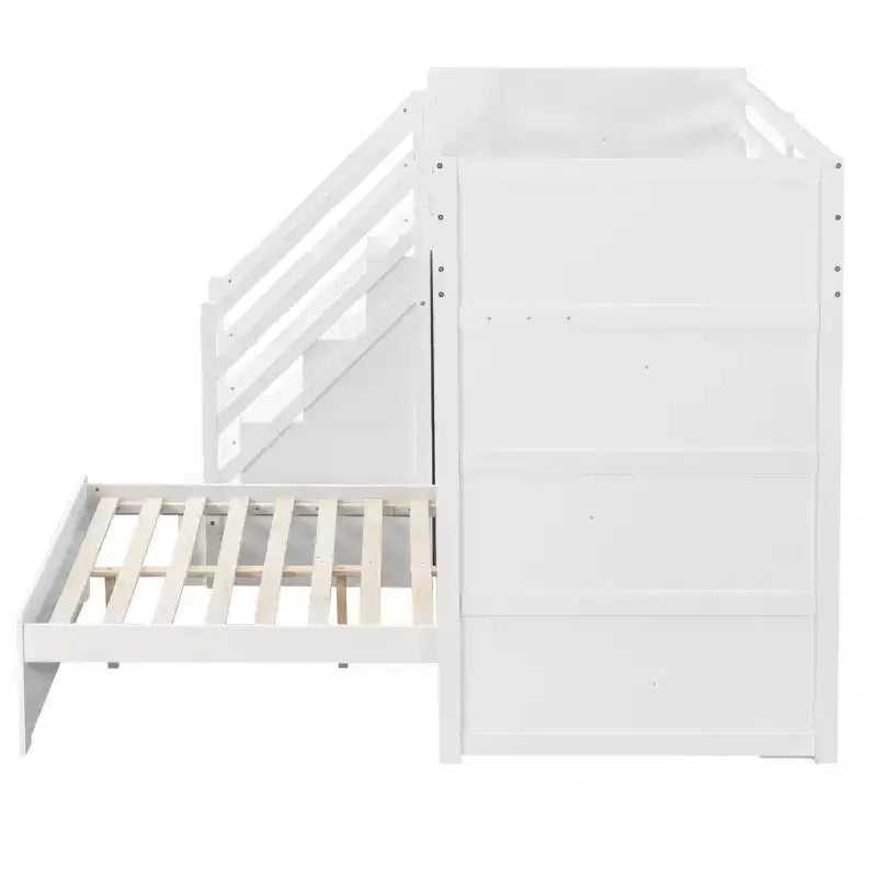 Lit simple en hauteur, lit double en bas