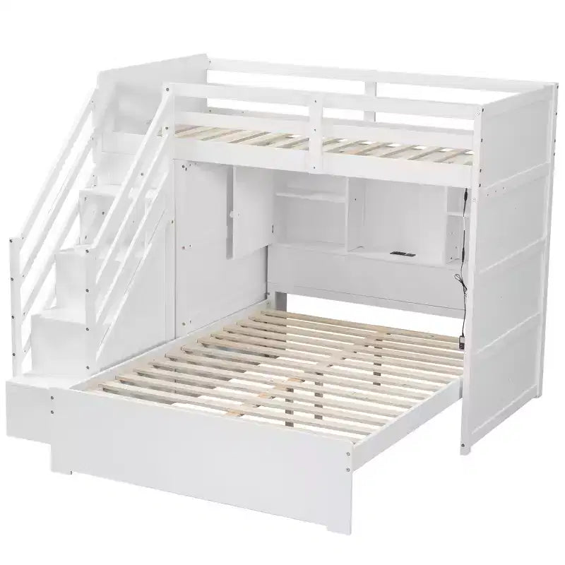 Lit simple en hauteur, lit double en bas