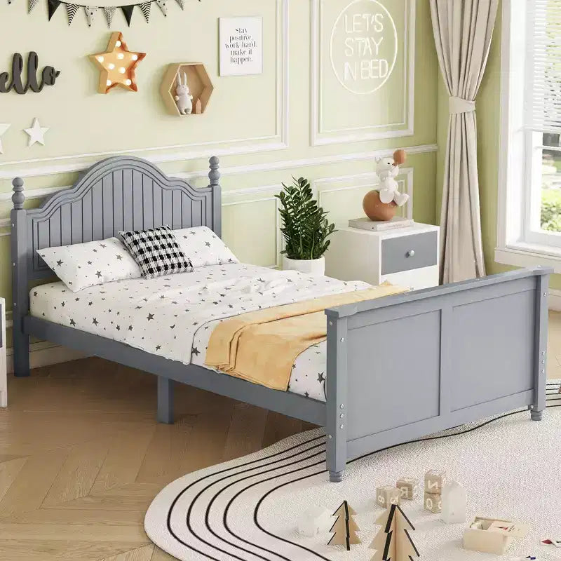 Lit plateforme double en bois gris pour enfants