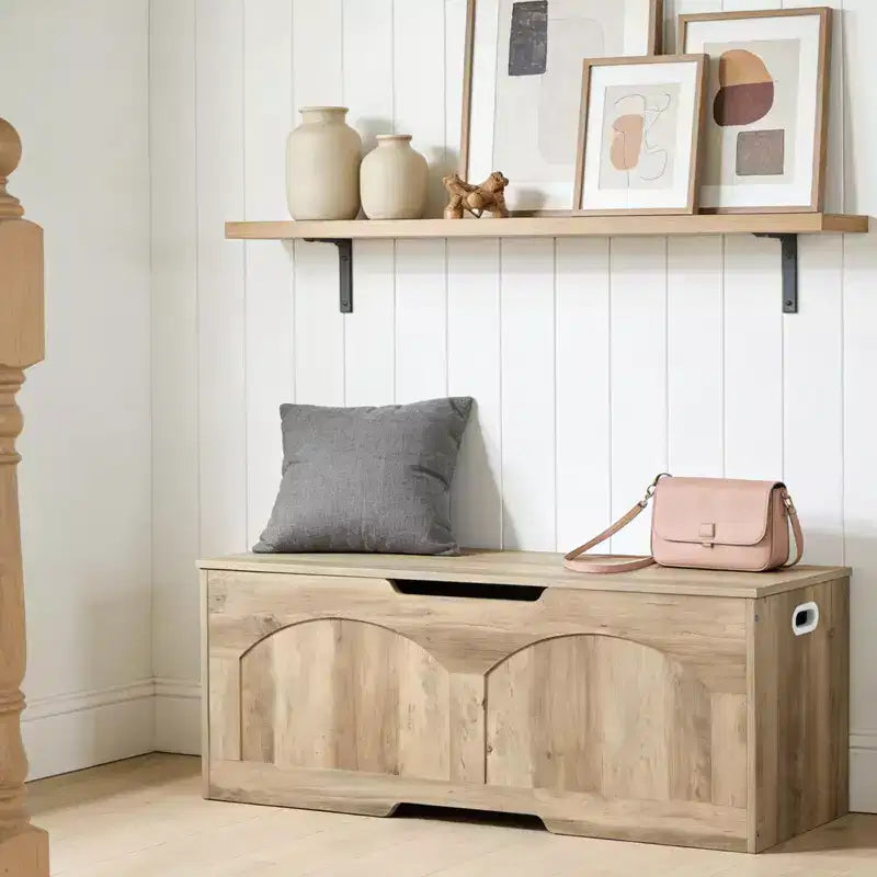 Banc de rangement en bois rétro