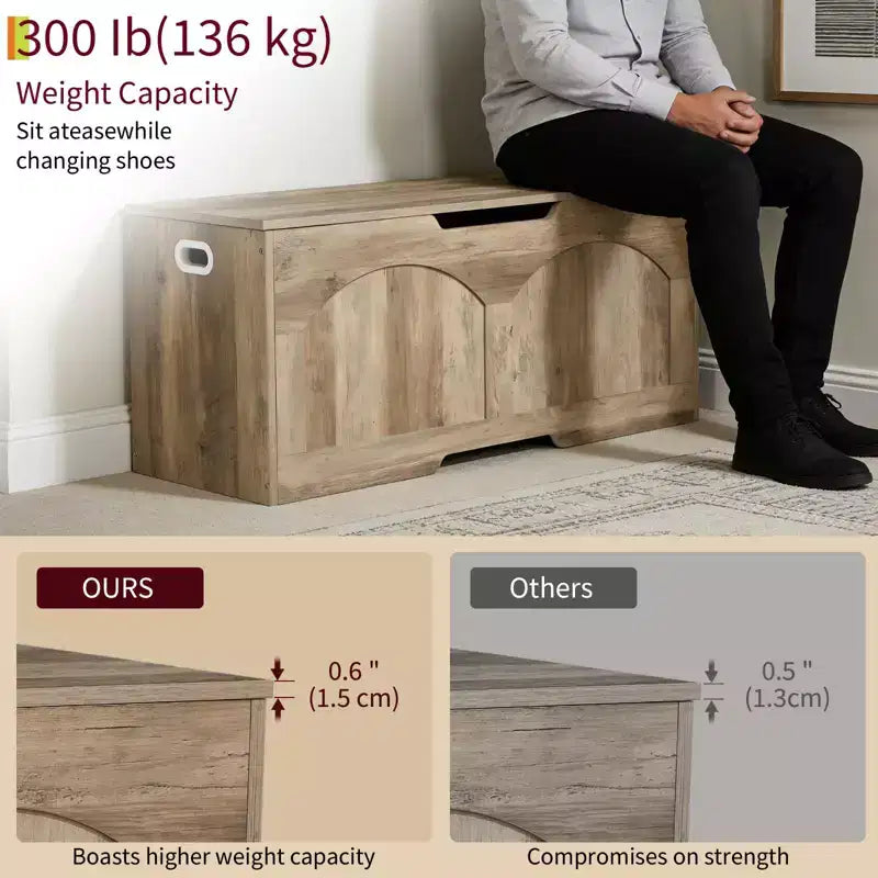 Banc de rangement en bois rétro