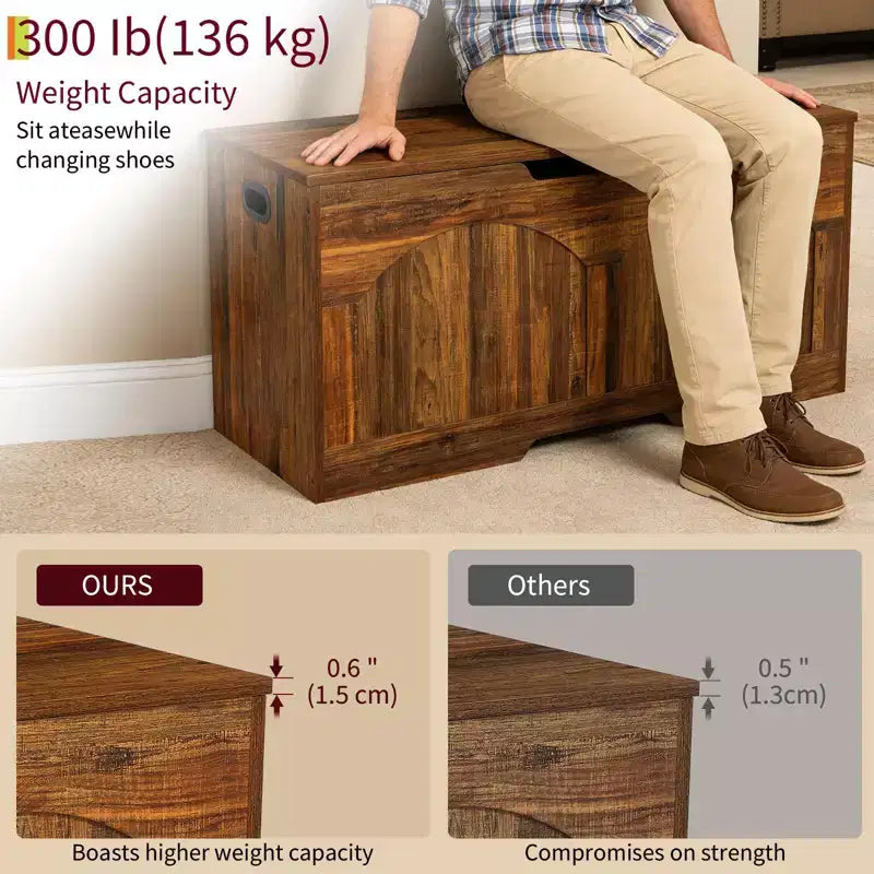 Banc de rangement en bois rétro
