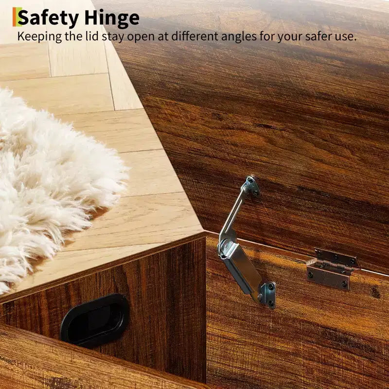 Banc de rangement en bois rétro