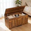 39.3 Retro Wooden Storage Bench Heavy-Duty Toy Box Chest with Safety Hinges & 300 lb Capacity for Entryway & Bedroom