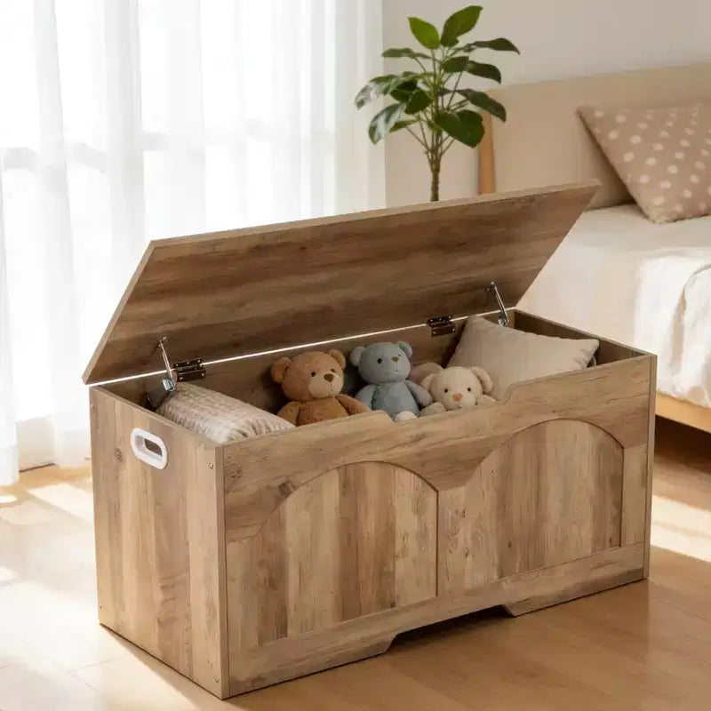Banc de rangement en bois rétro