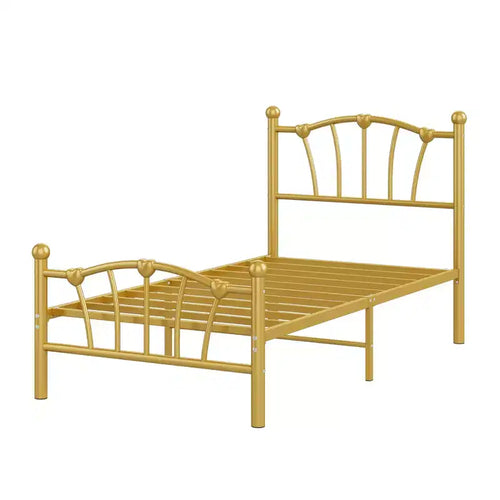 Classic Heart Shaped Metal Bed Frame Sturdy Platform No Box Spring Needed Underbed Storage Noise-Free Easy Assembly Twin/ Full Size