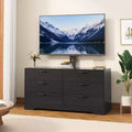TV Stand with Mount & 6 Drawers Adjustable Entertainment Center for Up to 75 TVs Wooden Media Console Table for Living Room Bedroom Black