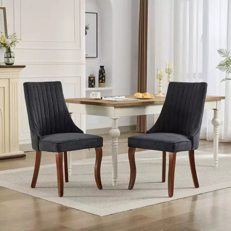 Chaise de salle à manger en bois avec coussin en velours