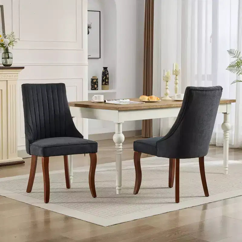 Chaise de salle à manger en bois avec coussin en velours
