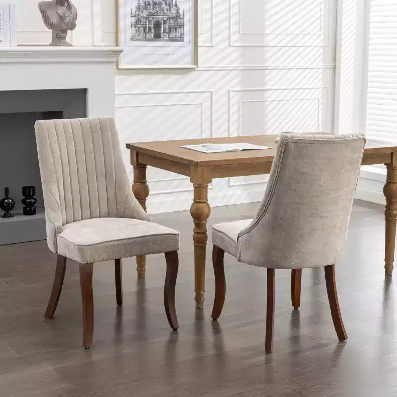 Chaise de salle à manger en bois avec coussin en velours