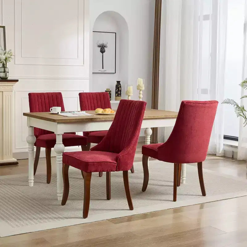 Chaise de salle à manger en bois avec coussin en velours