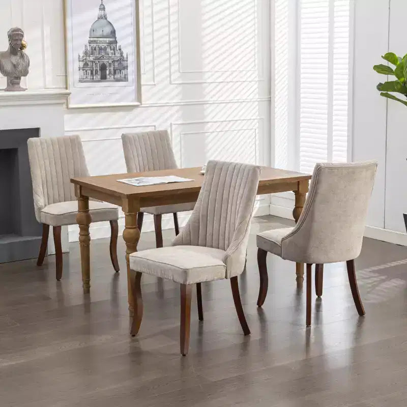 Chaise de salle à manger en bois avec coussin en velours