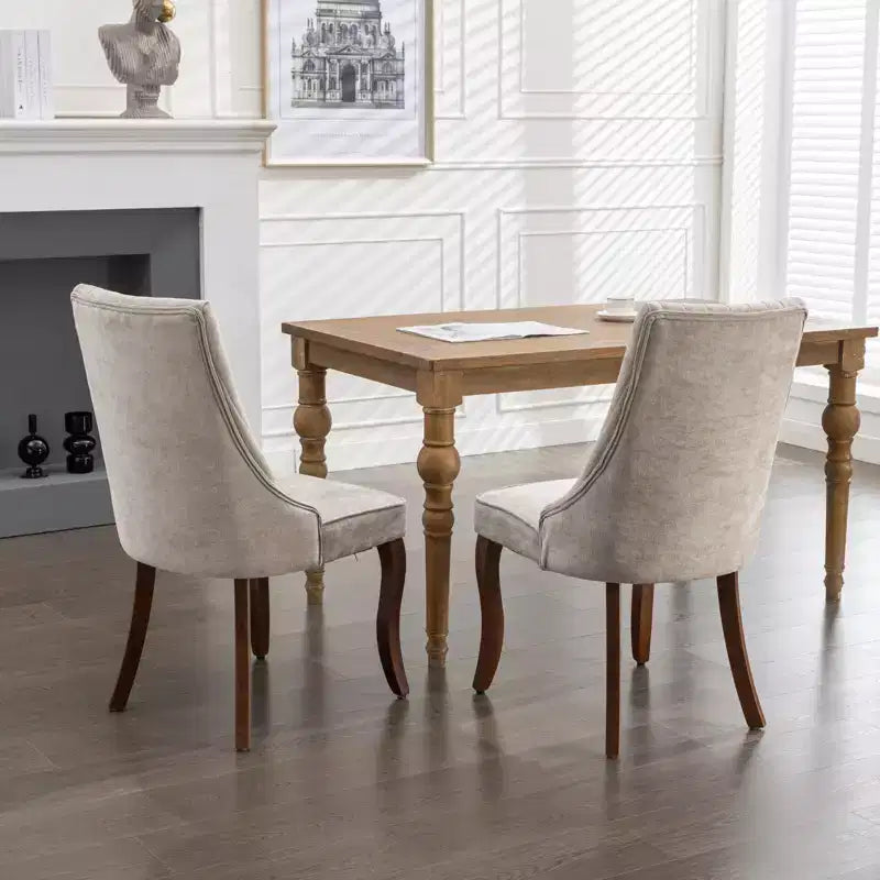 Chaise de salle à manger en bois avec coussin en velours