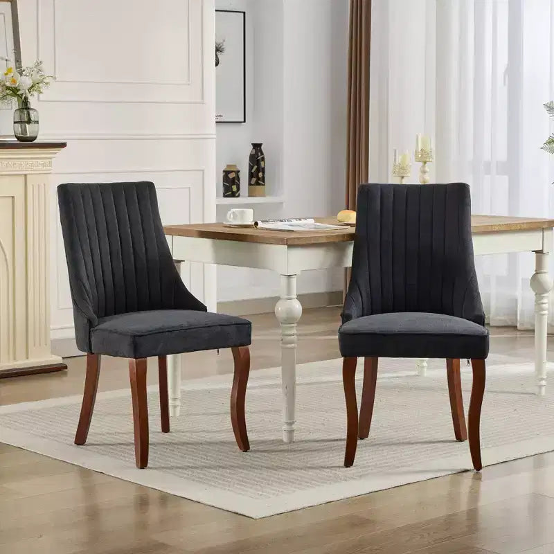 Chaise de salle à manger en bois avec coussin en velours