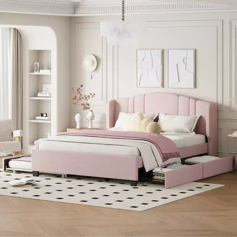 Lit plateforme rembourré Queen size