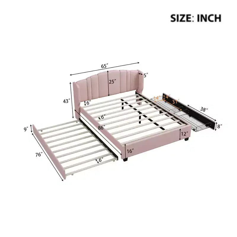 Lit plateforme rembourré Queen size