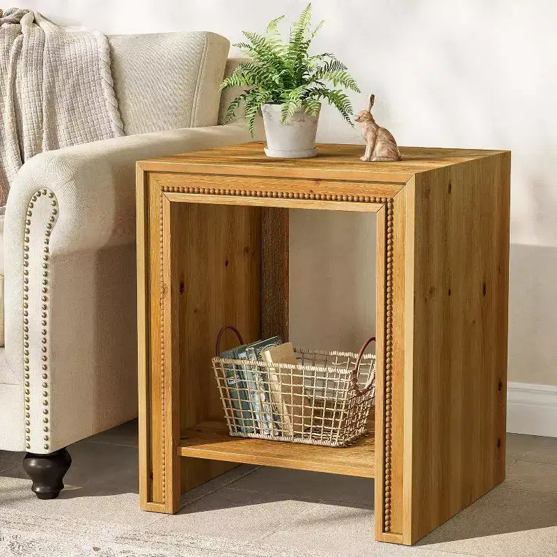 Table d'appoint en bois massif, style rustique