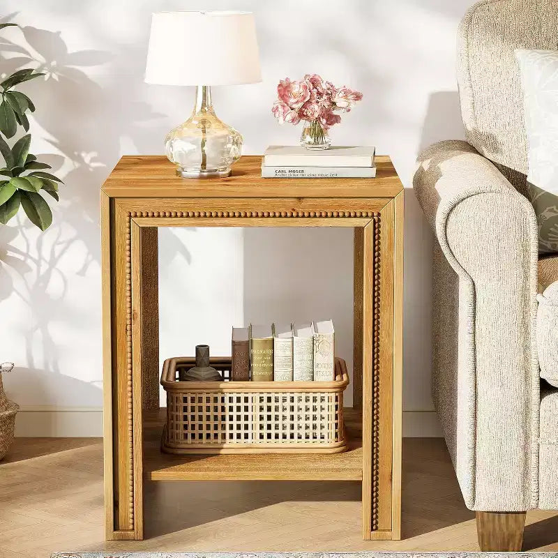 Table d'appoint en bois massif, style rustique