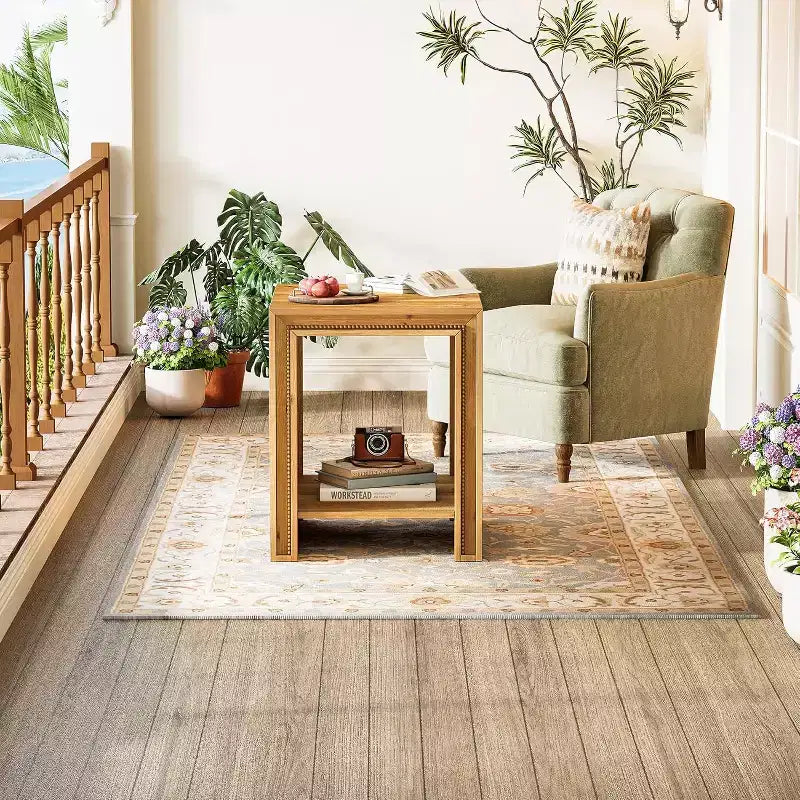 Table d'appoint en bois massif, style rustique