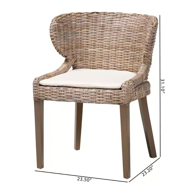 Chaises de salle à manger en rotin naturel et acajou