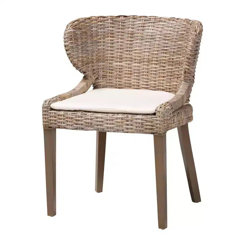 Chaises de salle à manger en rotin naturel et acajou
