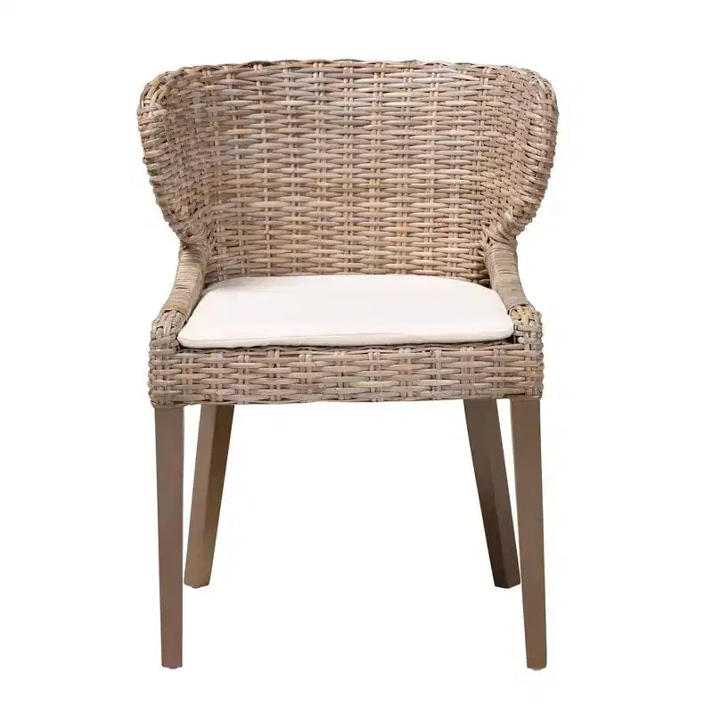 Chaises de salle à manger en rotin naturel et acajou