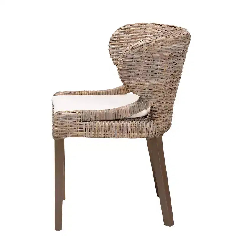 Chaises de salle à manger en rotin naturel et acajou