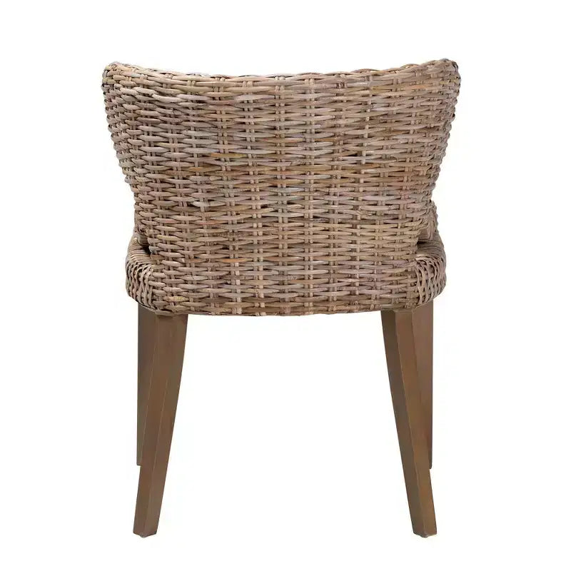 Chaises de salle à manger en rotin naturel et acajou
