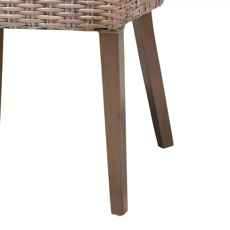 Chaises de salle à manger en rotin naturel et acajou