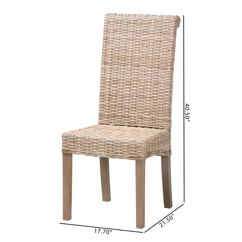 Chaises de salle à manger en rotin naturel et bois de manguier