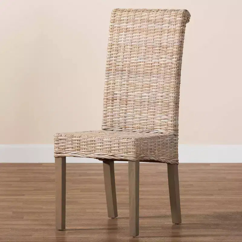 Chaises de salle à manger en rotin naturel et bois de manguier