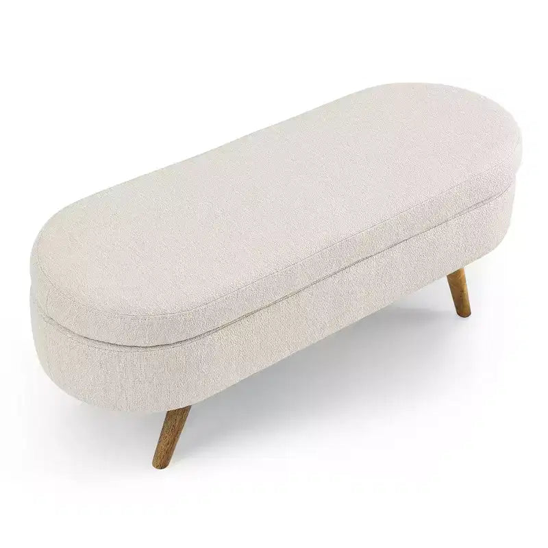 Pouffe de rangement en lin gris