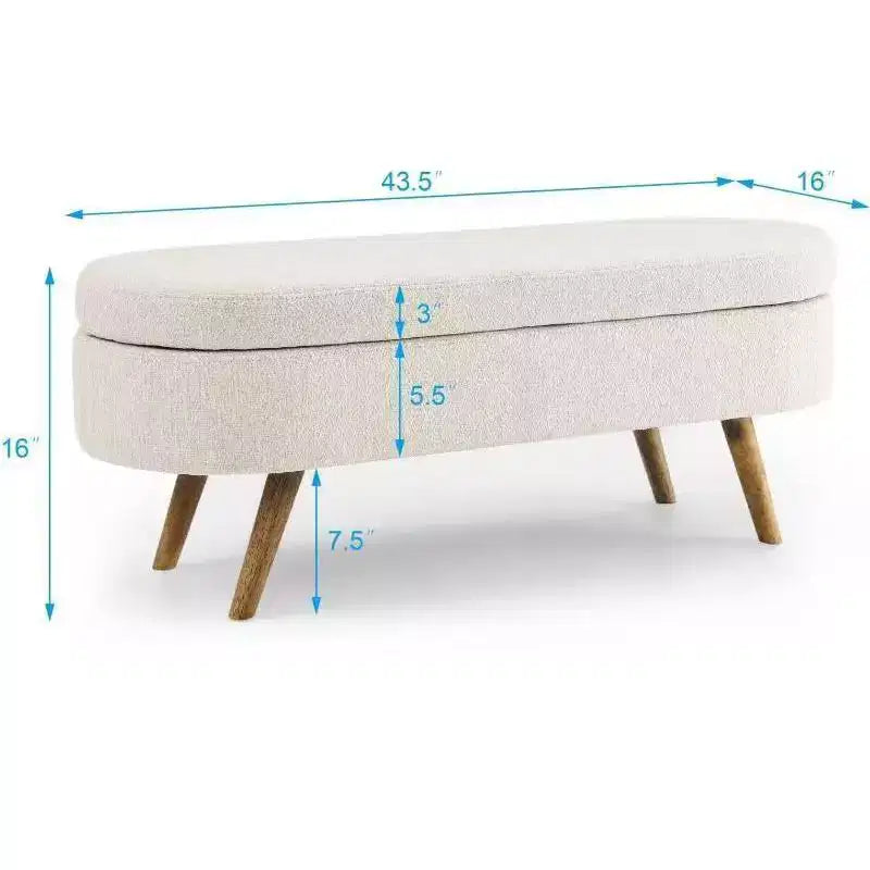 Pouffe de rangement en lin gris