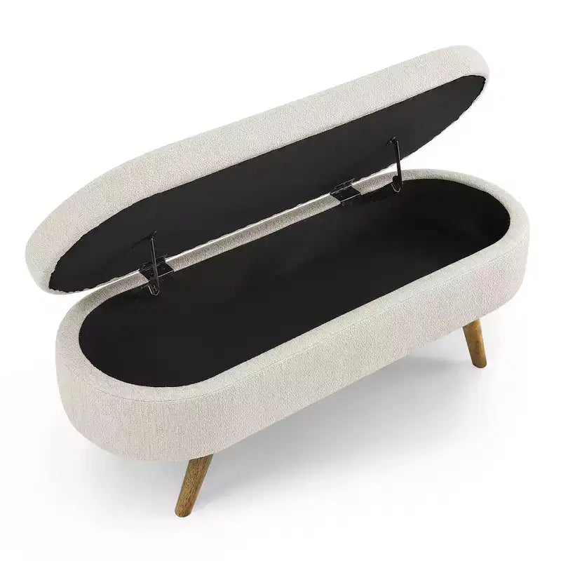 Pouffe de rangement en lin gris