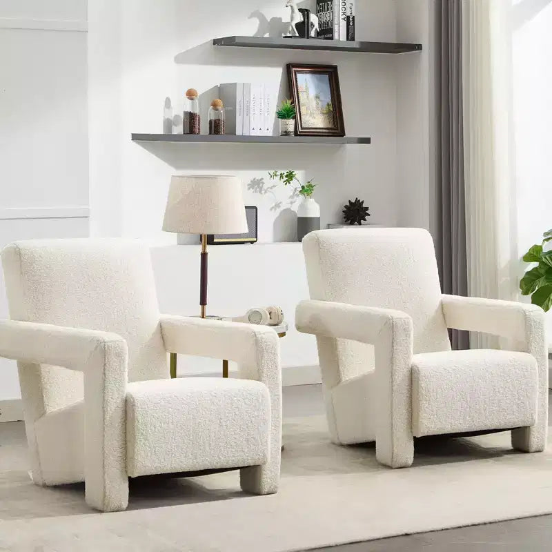 Hyleory Modern Accent Chair Upholstered Lamb Fleece Frog Armchair for Living Room Makeup Room Bedroom(set of 2)