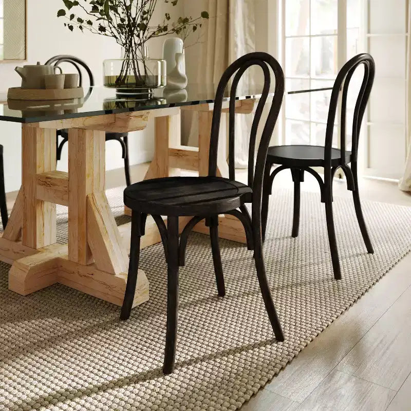 Chaises de salle à manger empilables élégantes en bois massif