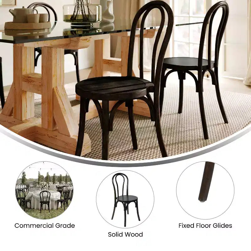 Chaises de salle à manger empilables élégantes en bois massif