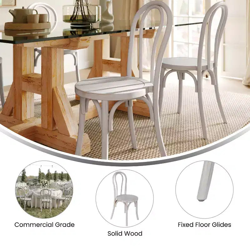 Chaises de salle à manger empilables élégantes en bois massif