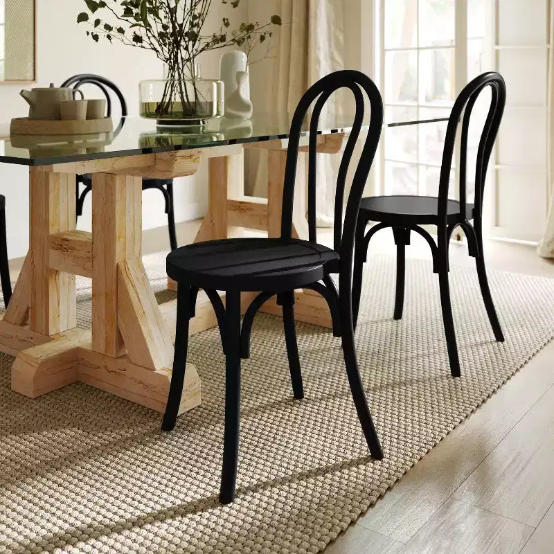 Chaises de salle à manger empilables élégantes en bois massif